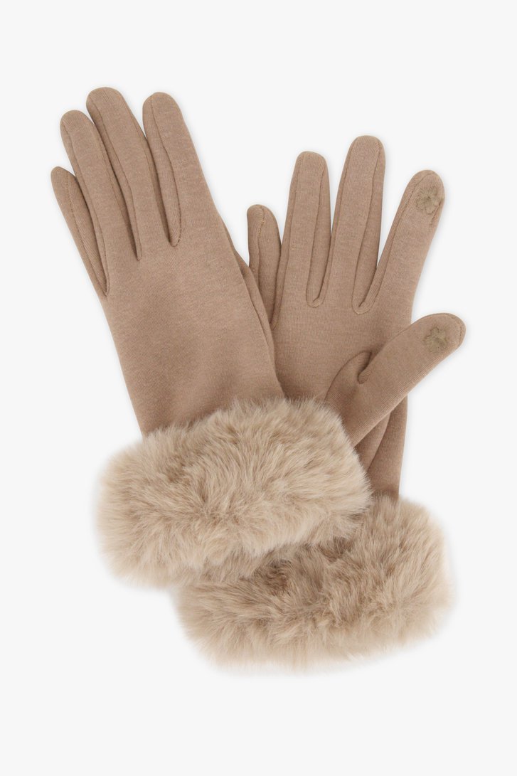 Beige handschoenen met faux fur detail van Liberty Island voor Dames