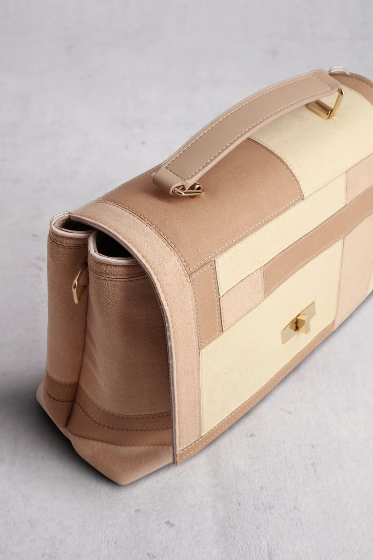 Beige handtas met patchwork-look van D'Auvry voor Dames
