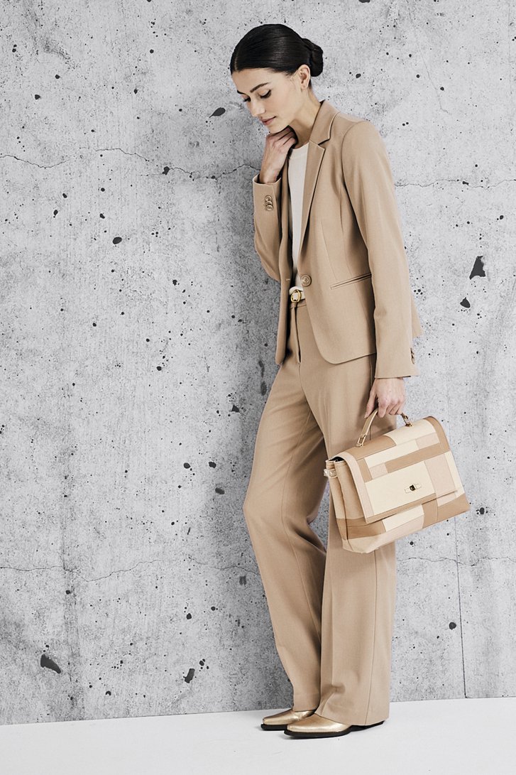 Beige handtas met patchwork-look van D'Auvry voor Dames