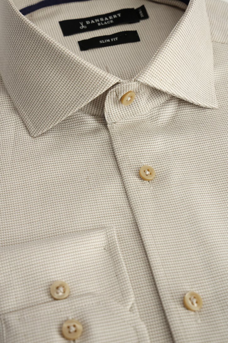 Productfoto 2 van Beige hemd met fijn motief - Slim fit door Dansaert Black voor Heren