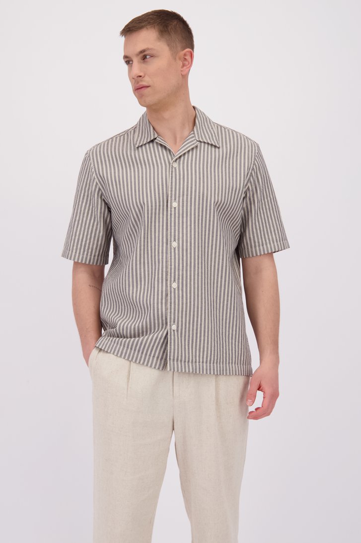 Voorkant van Beige hemd met grijze structuurstof   door Only & Sons voor Heren