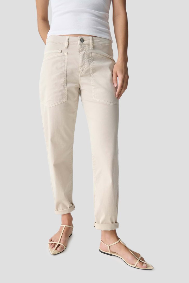 Achterkant van Beige jeans met cargozakken door Opus pants voor Dames