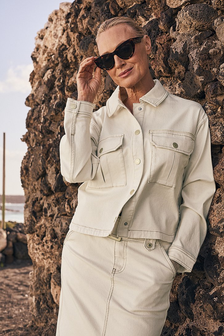 Beige jeansvest met knopen van Geisha voor Dames