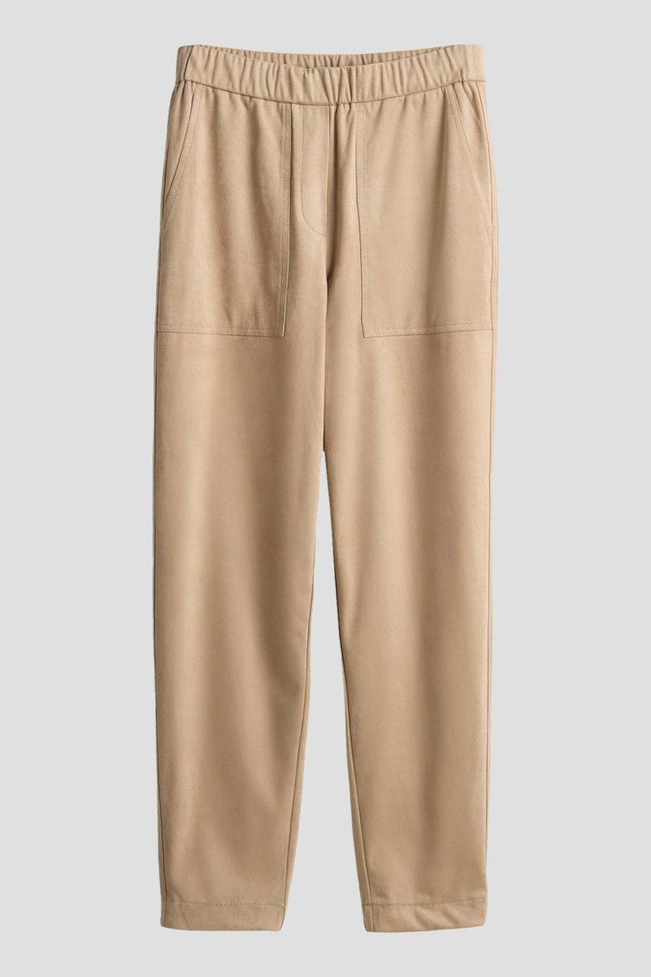 Productfoto 1 van Beige joggingbroek met suède look door Opus voor Dames