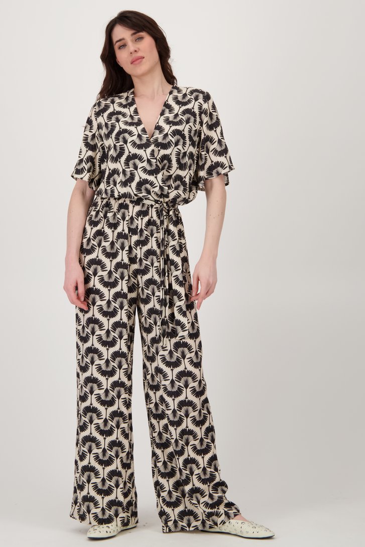 Beige jumpsuit met zwarte print  van Geisha voor Dames