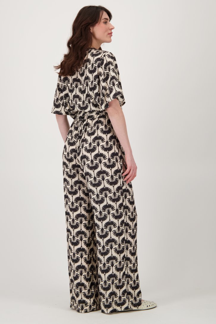 Beige jumpsuit met zwarte print  van Geisha voor Dames