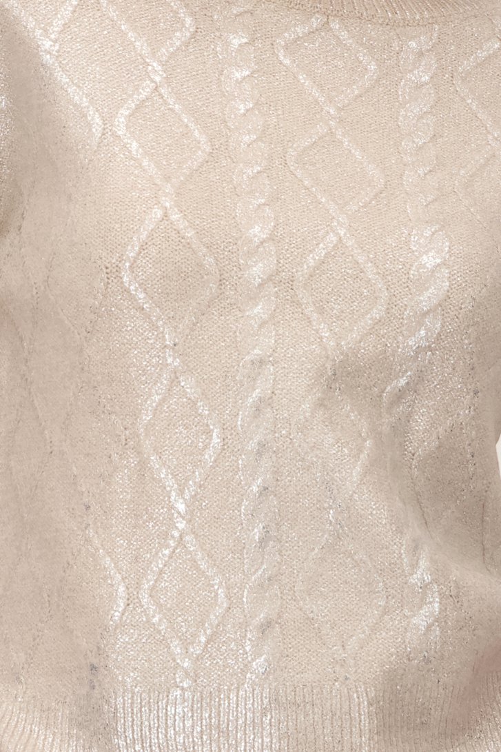 Beige kabeltrui met zilveren coating van More & More voor Dames
