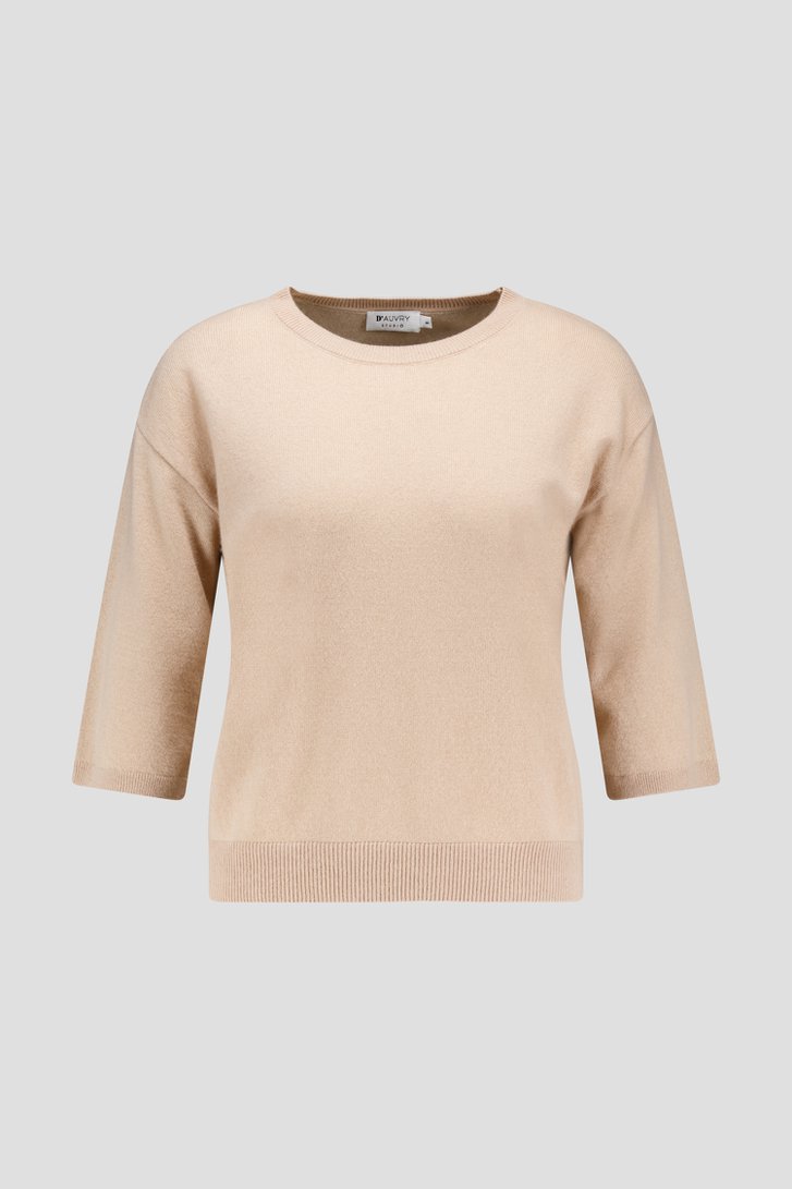 Beige kasjmier trui met korte mouwen van DAUST voor Dames