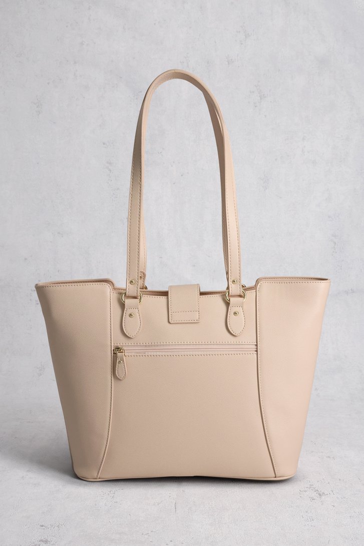 Beige leather look schoudertas met gouden details van Hexagona voor Dames