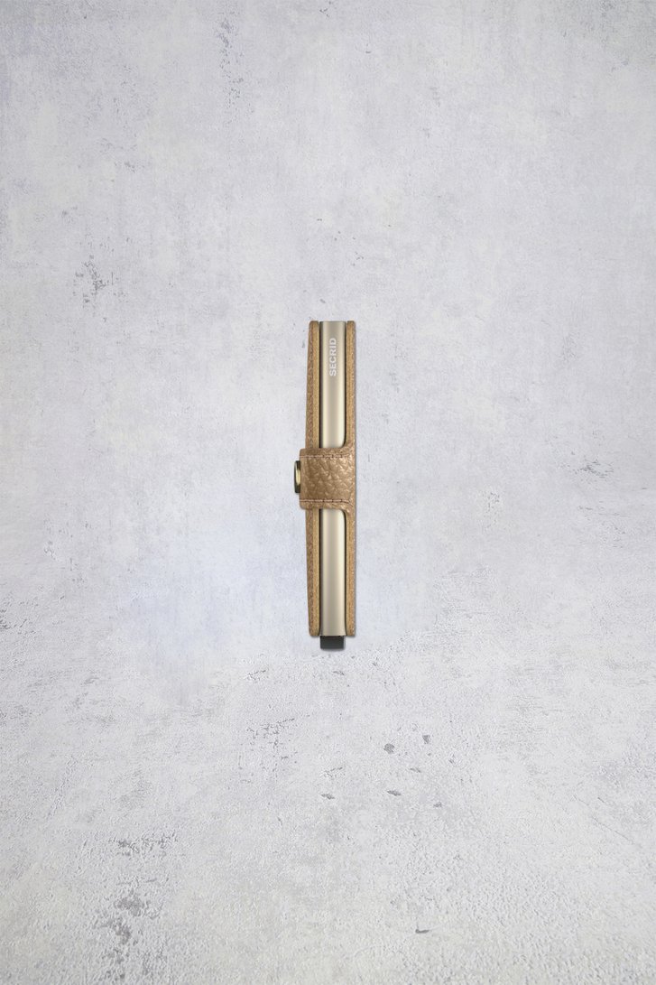 Achterkant van Beige lederen kaarthouder - Miniwallet Pebble door Secri voor Dames