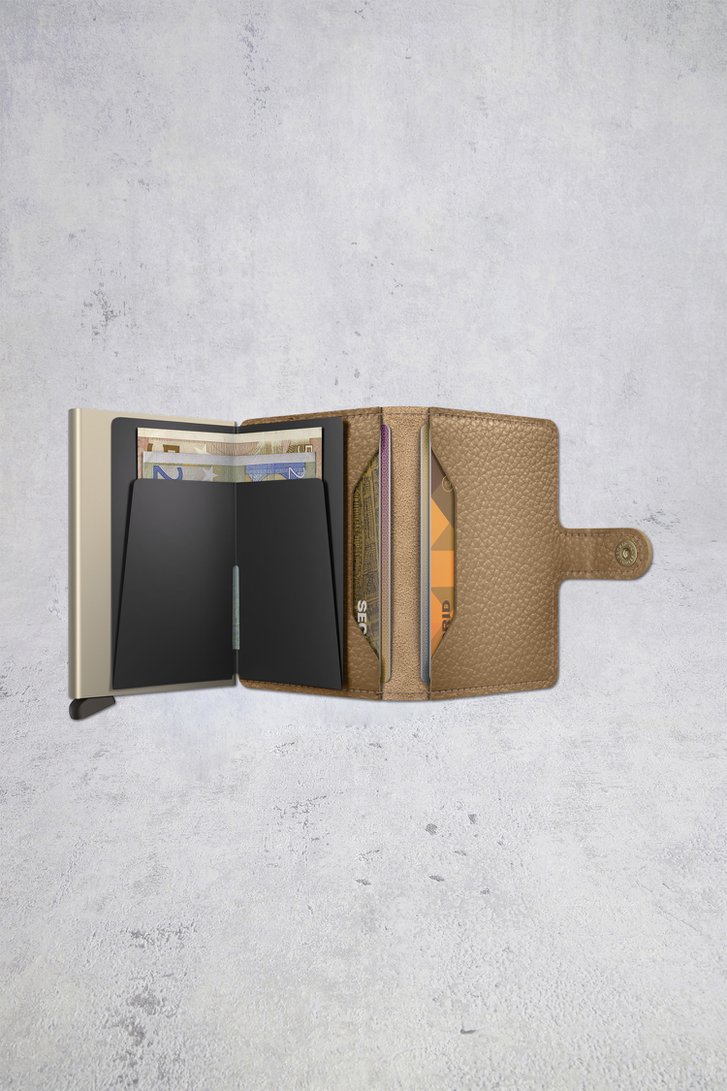 Productfoto 1 van Beige lederen kaarthouder - Miniwallet Pebble door Secri voor Dames