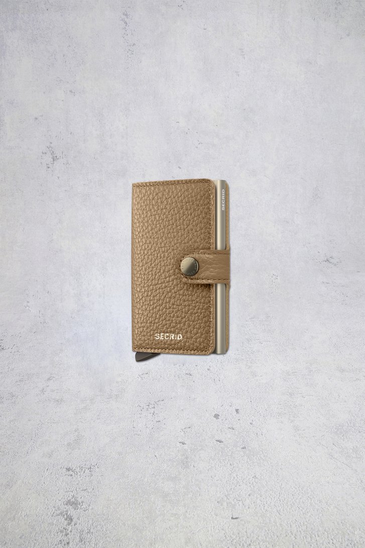 Voorkant van Beige lederen kaarthouder - Miniwallet Pebble door Secri voor Dames