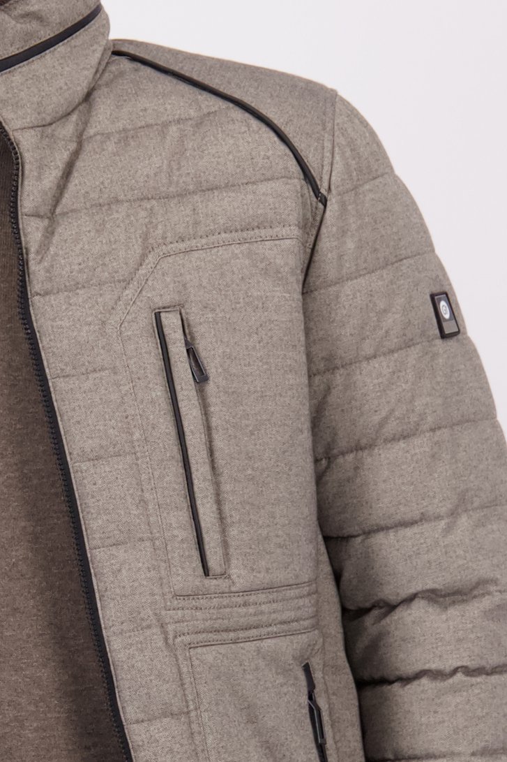 Detail van Beige licht gewatteerde jas met visgraatmotief door Gate One voor Heren