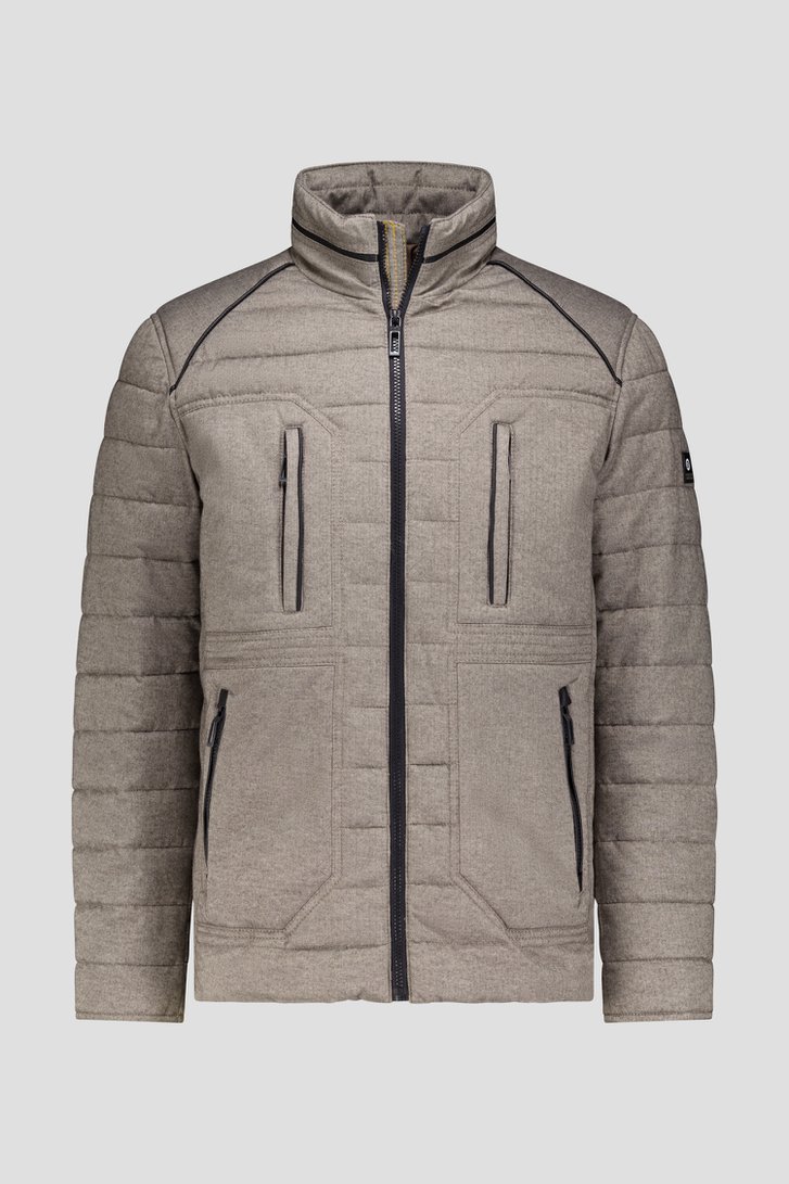 Productfoto 1 van Beige licht gewatteerde jas met visgraatmotief door Gate One voor Heren