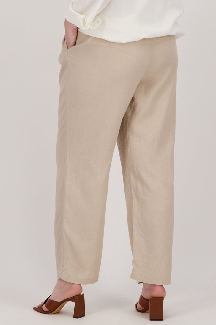 Beige linnen broek van Only Carmakoma voor Dames