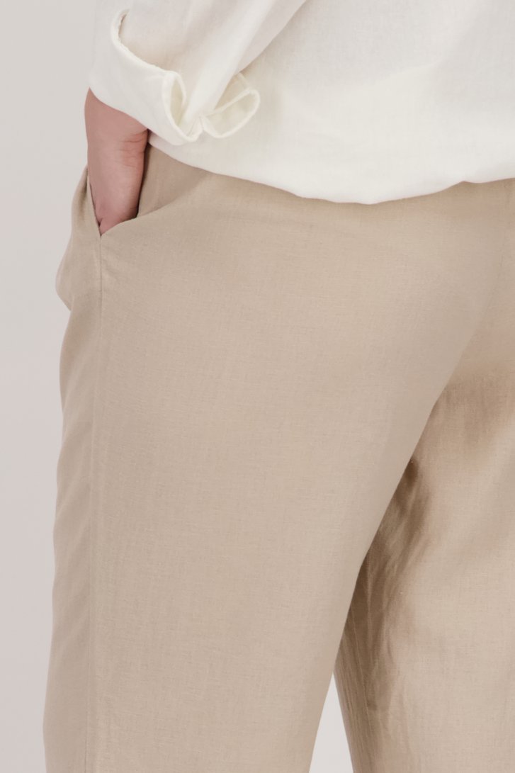 Beige linnen broek van Only Carmakoma voor Dames