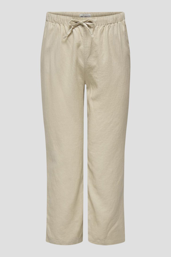 Beige linnen broek van Only Carmakoma voor Dames