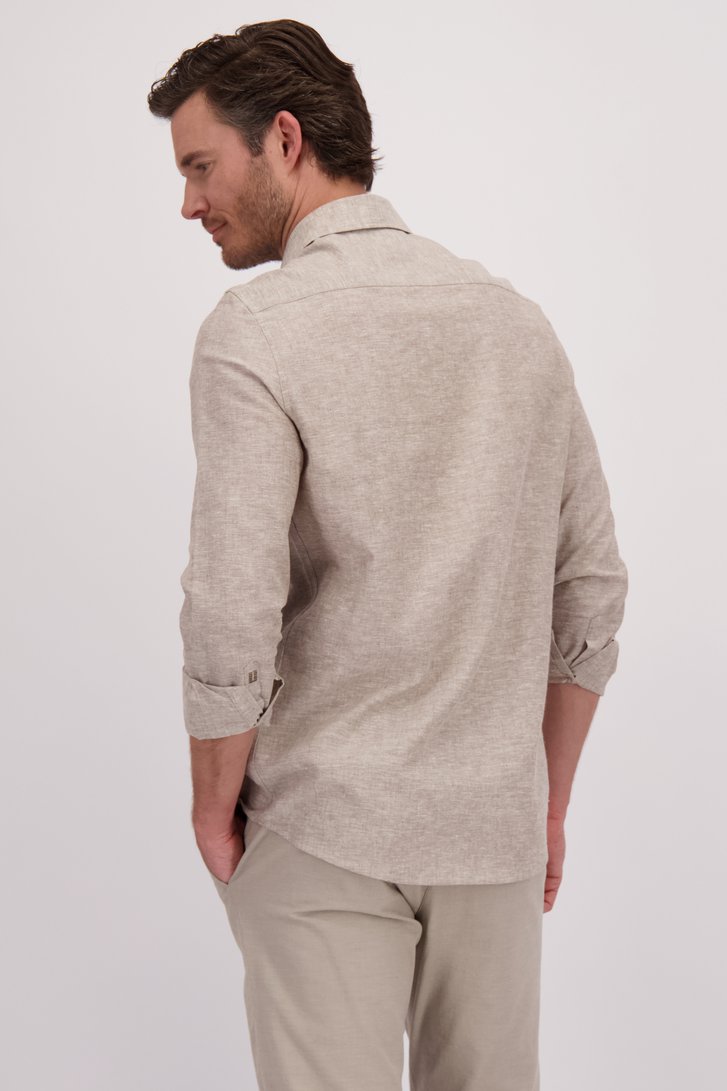 Beige linnen hemd met gemêleerde look van Upper East voor Heren