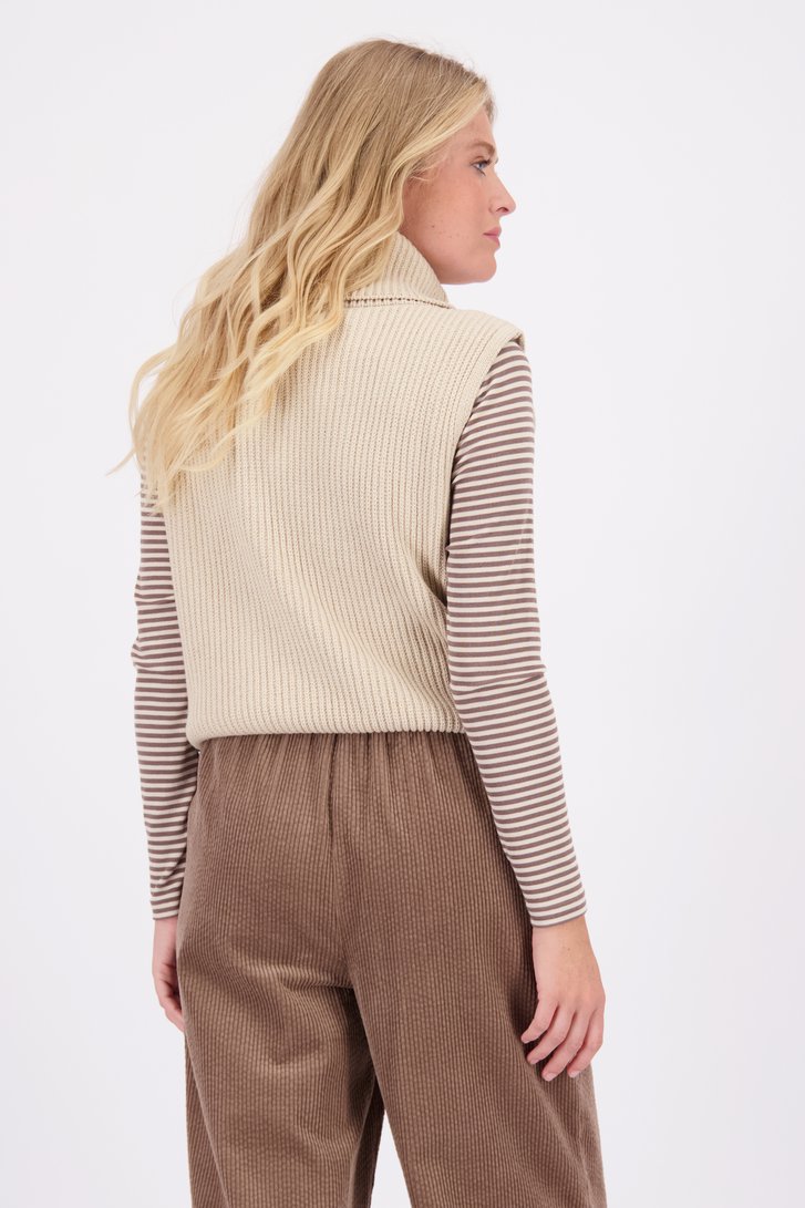Achterkant van Beige mouwloze trui met rolkraag door Libelle voor Dames