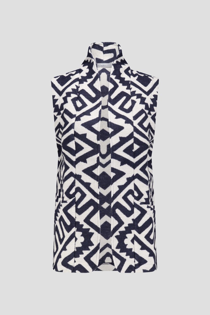 Productfoto 1 van Beige mouwloze vest met blauw patroon door Geisha voor Dames