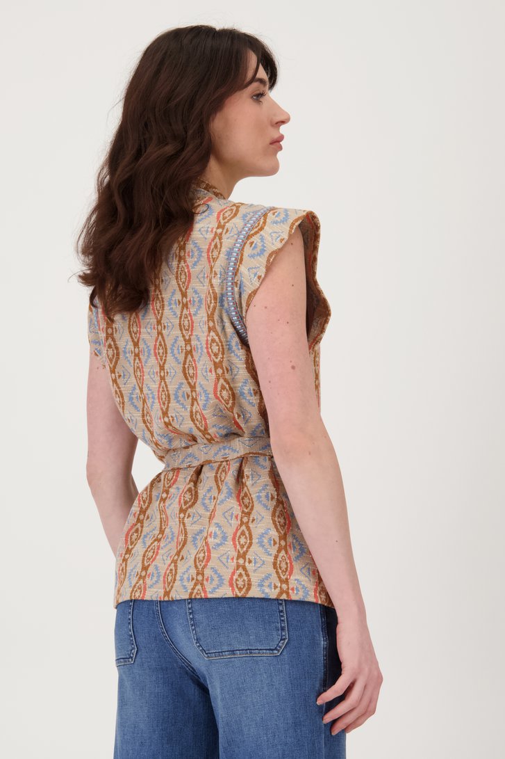 Beige mouwloze vest met print van Geisha voor Dames