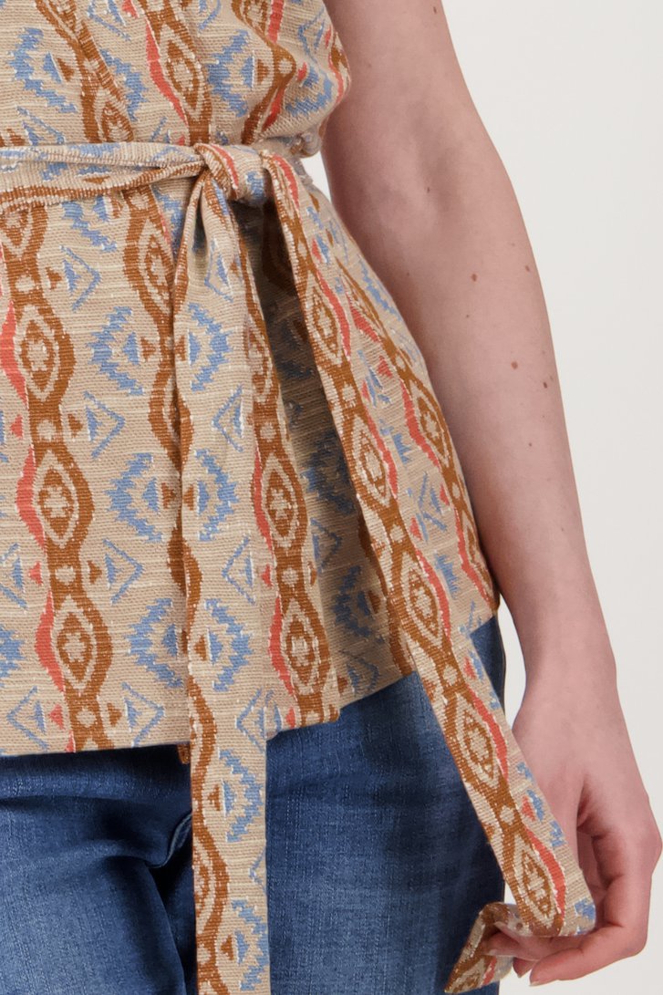Beige mouwloze vest met print van Geisha voor Dames