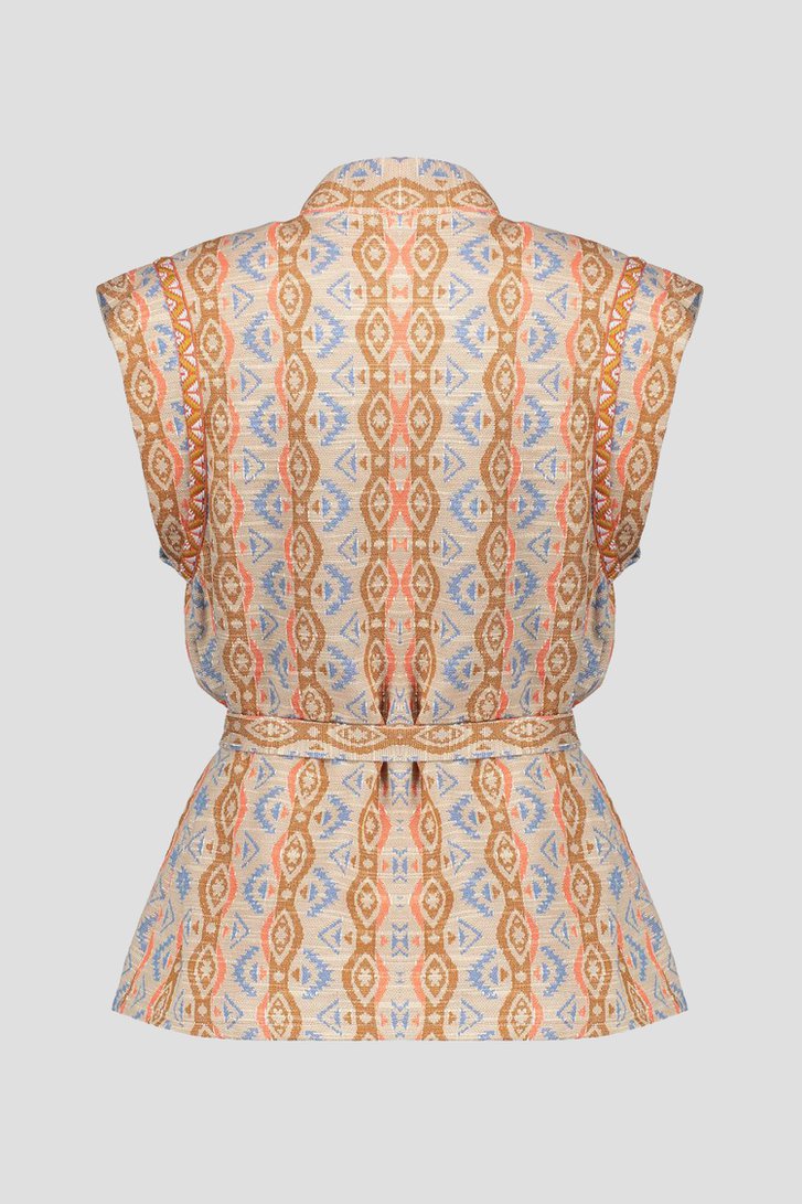 Beige mouwloze vest met print van Geisha voor Dames
