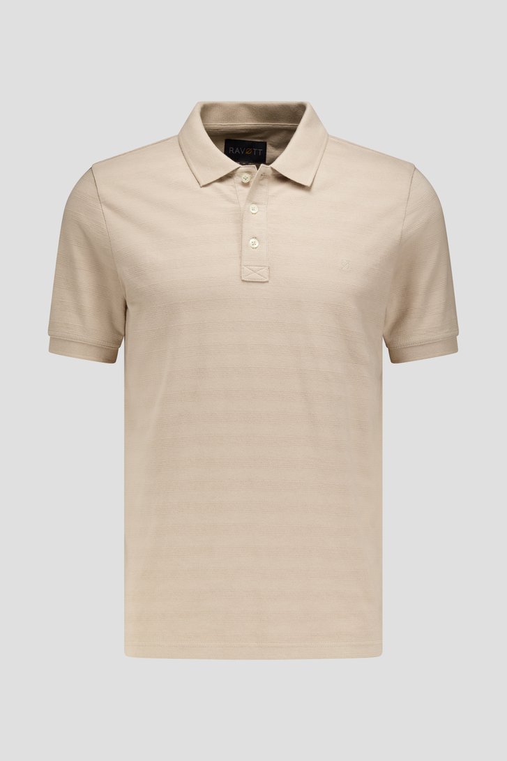 Productfoto 1 van Beige polo met jacquard strepen door Ravøtt voor Heren