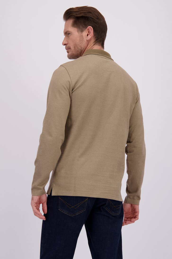 Achterkant van Beige polo met lange mouwen door Dansaert Blue voor Heren