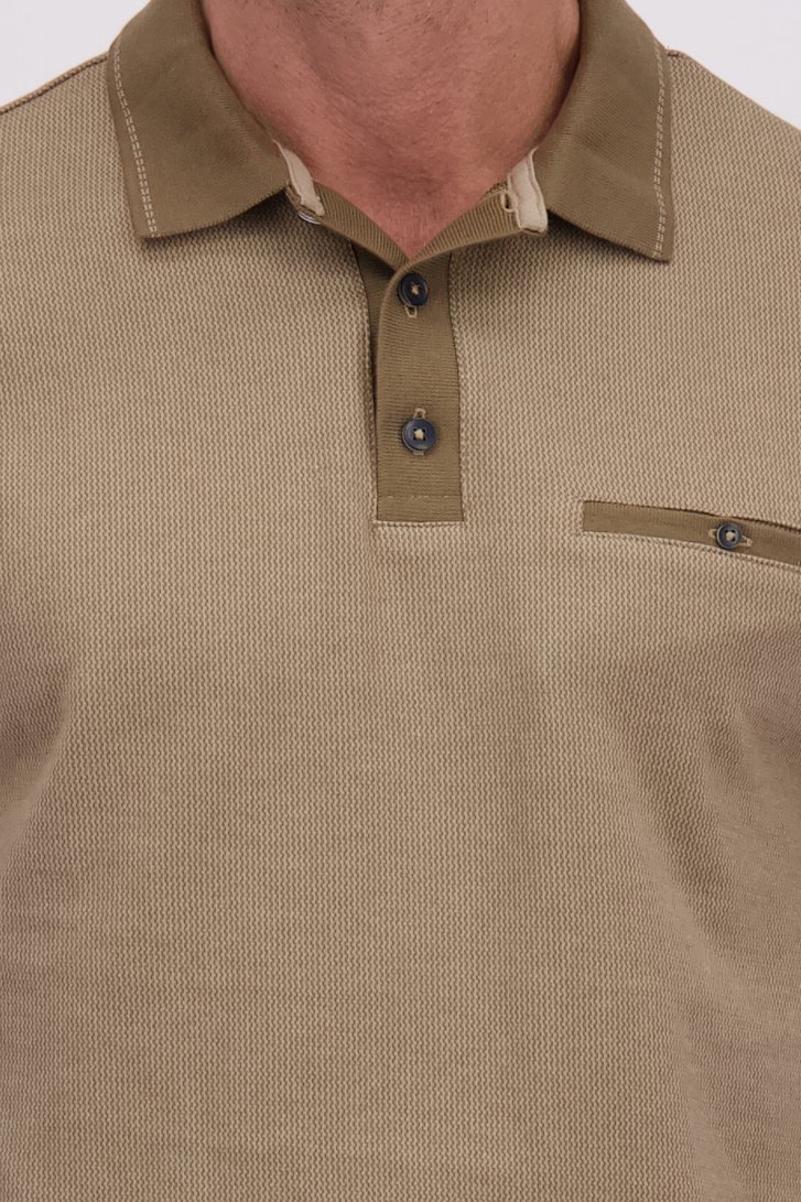 Detail van Beige polo met lange mouwen door Dansaert Blue voor Heren