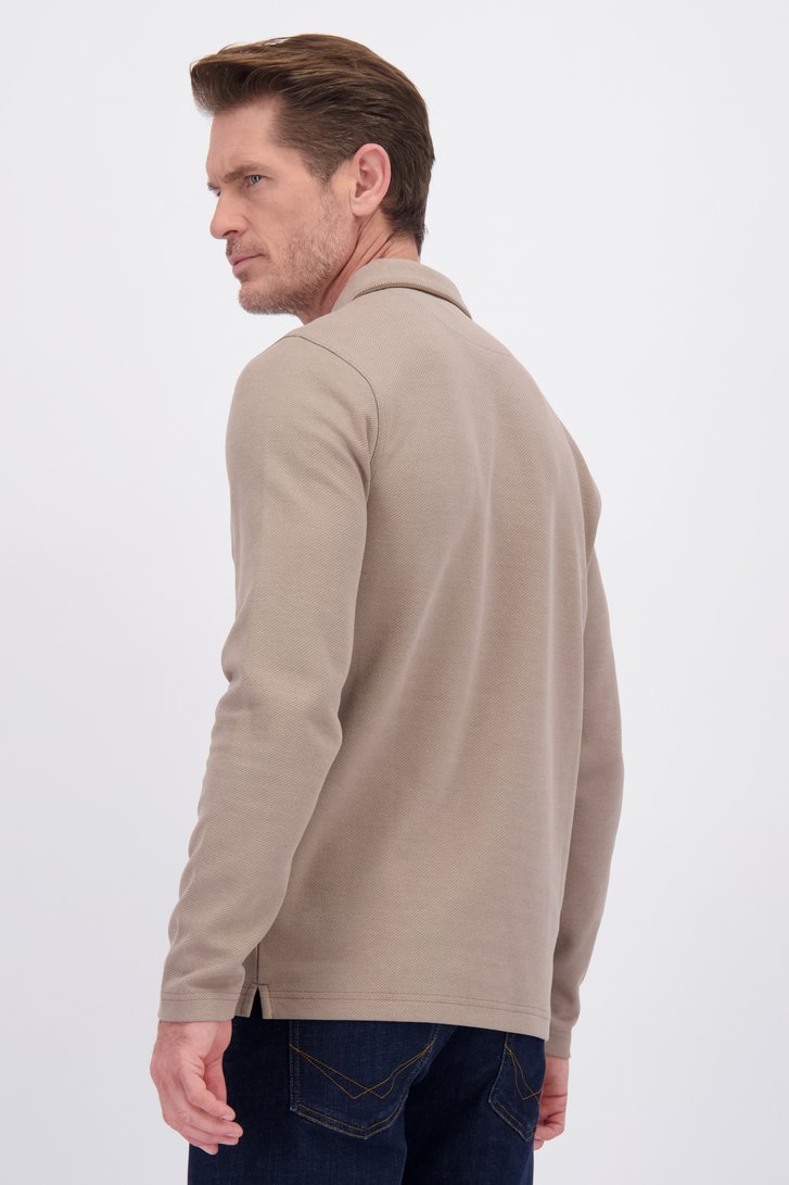 Achterkant van Beige polo met lange mouwen door Dansaert Blue voor Heren
