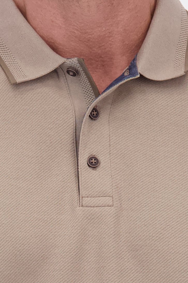 Detail van Beige polo met lange mouwen door Dansaert Blue voor Heren