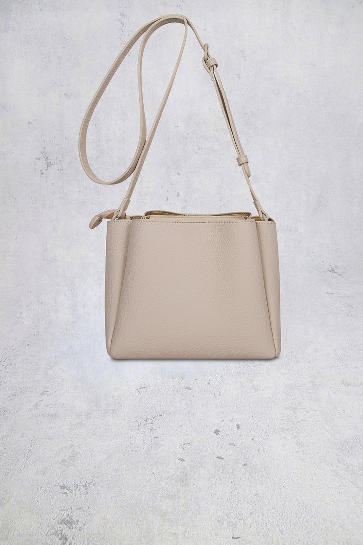 Achterkant van Beige schoudertas met extra gevlochten riem door Laurent David voor Dames