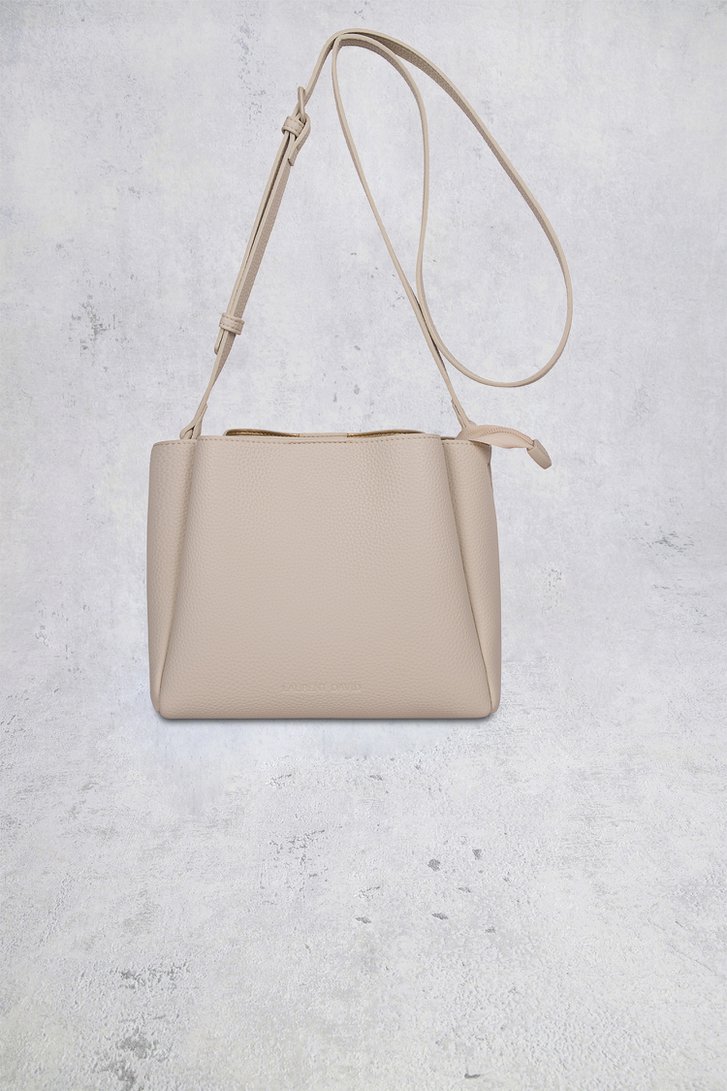 Voorkant van Beige schoudertas met extra gevlochten riem door Laurent David voor Dames
