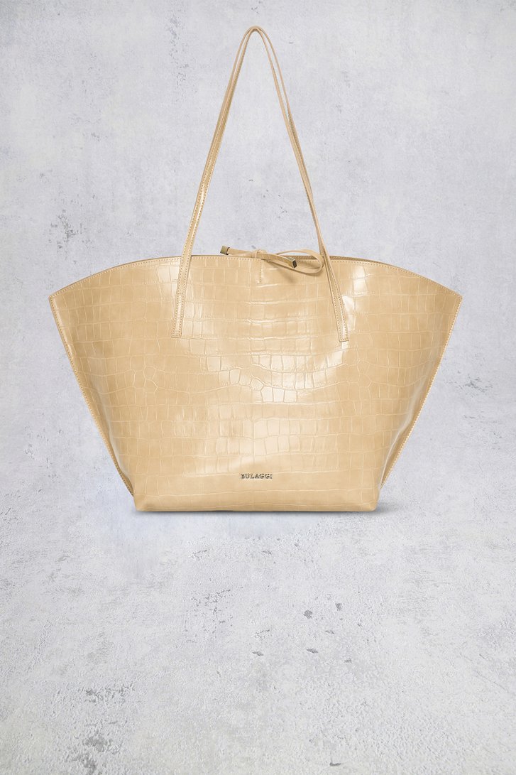 Voorkant van Beige schoudertas met krokodillenstructuur door Bulaggi voor Dames