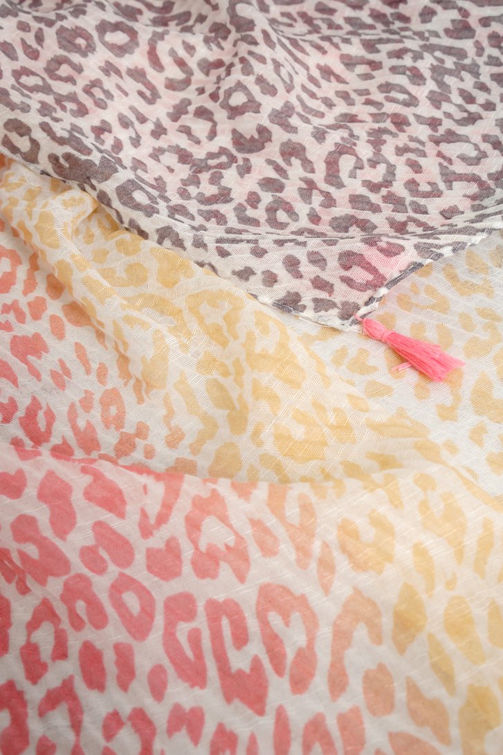 Productfoto 1 van Beige sjaal met luipaardprint door Modeno voor Dames