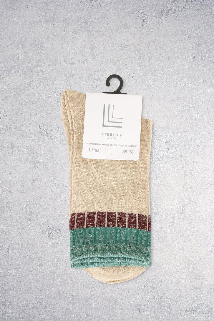 Productfoto 4 van Beige sokken met groen glitterend detail door Liberty Island voor Dames