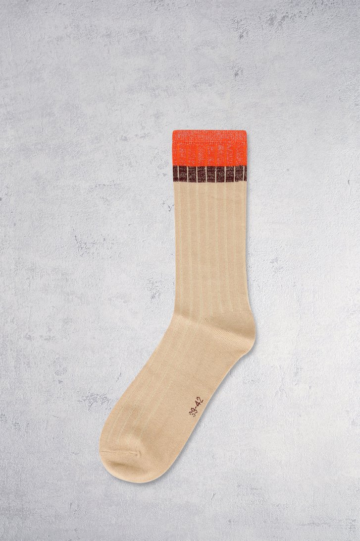 Voorkant van Beige sokken met rood glitterend detail door Liberty Island voor Dames