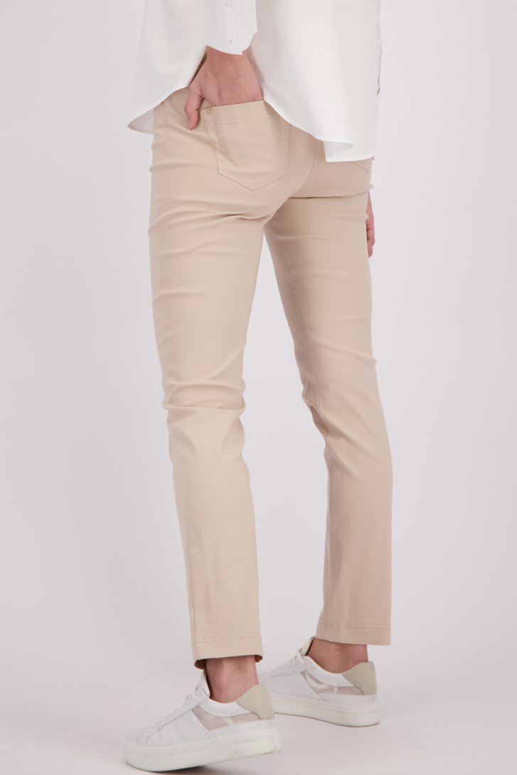 Beige stretchbroek met elastische taille van Claude Arielle voor Dames