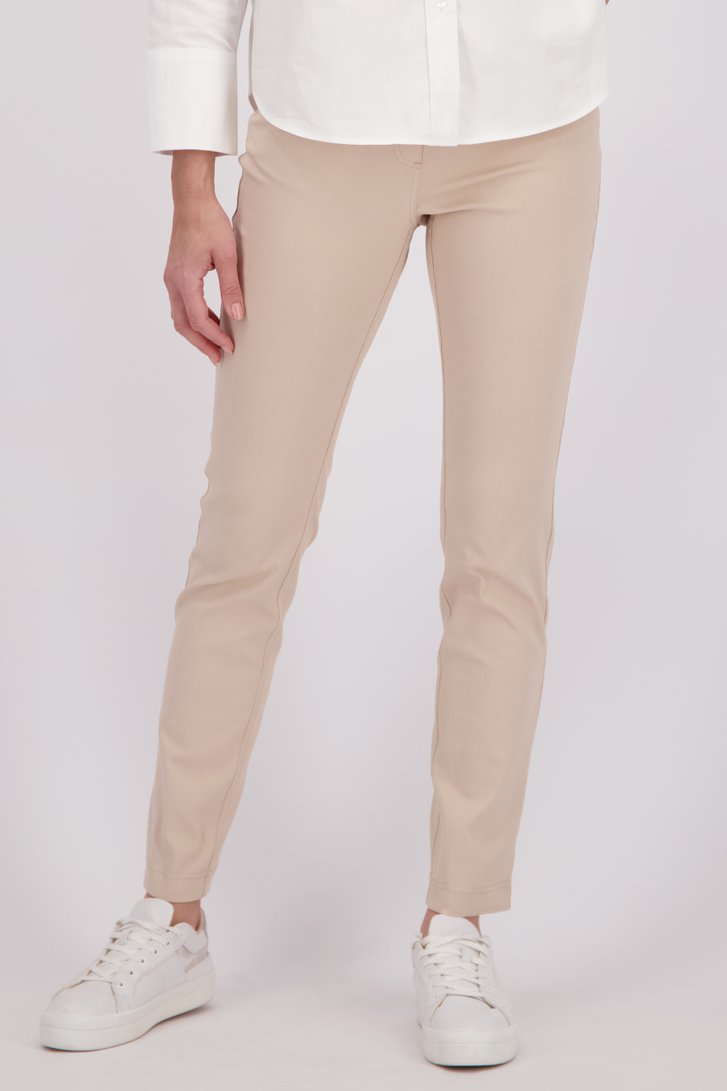 Beige stretchbroek met elastische taille van Claude Arielle voor Dames