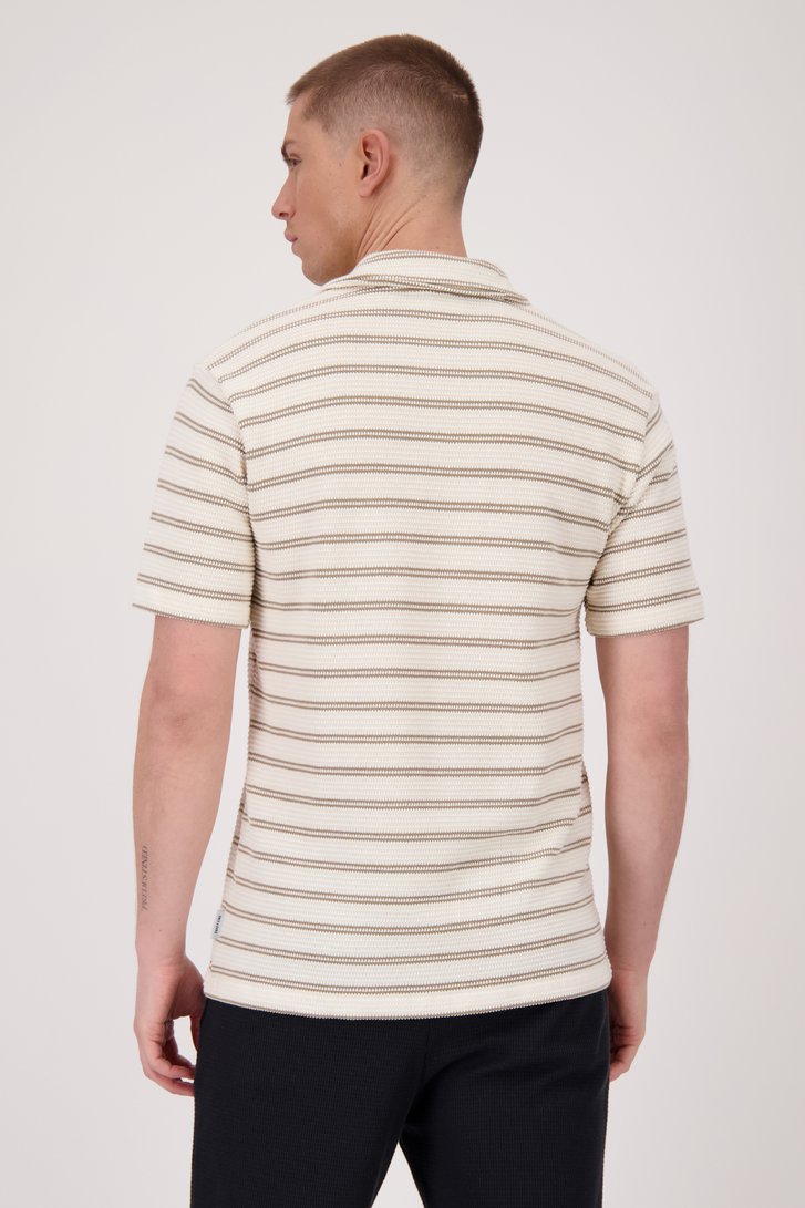 Beige structuurgebreide polo met strepen van ONLY & SONS voor Heren