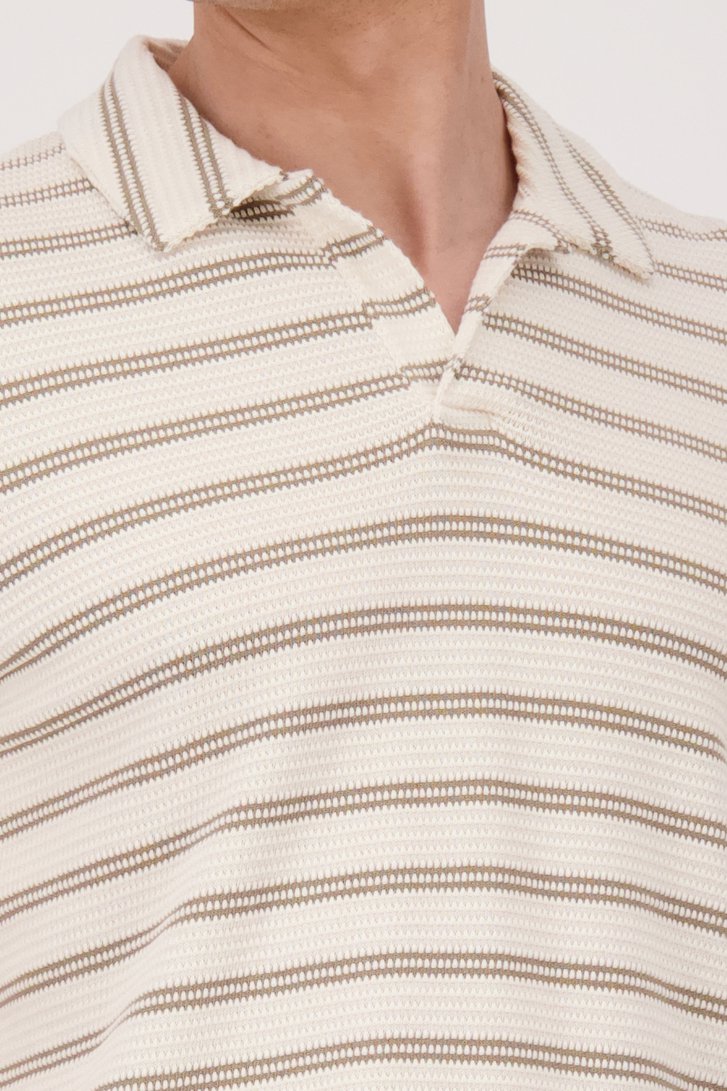 Beige structuurgebreide polo met strepen van ONLY & SONS voor Heren