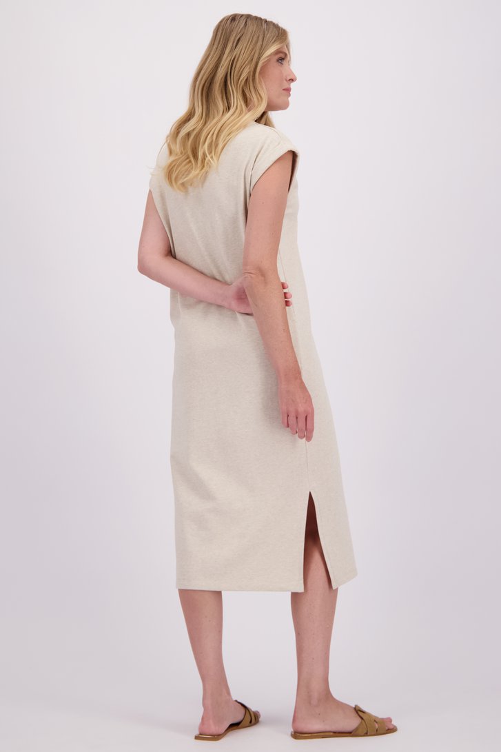Achterkant van Beige T-shirt kleedje  door Libelle voor Dames
