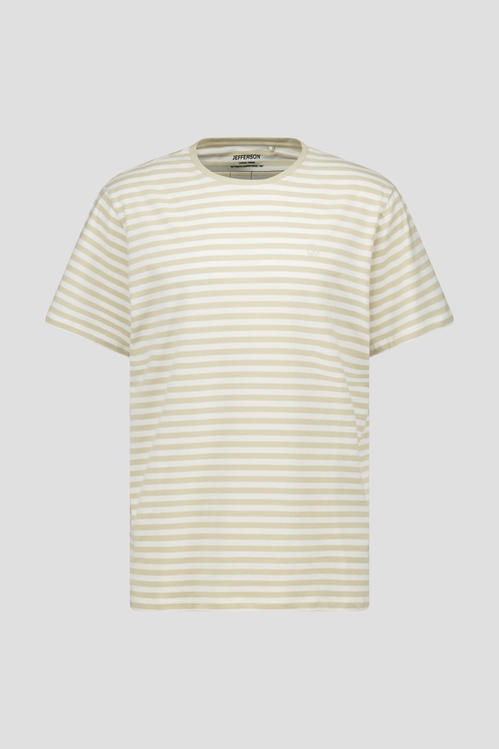 Beige T-shirt met ecru strepen van Jefferson voor Heren