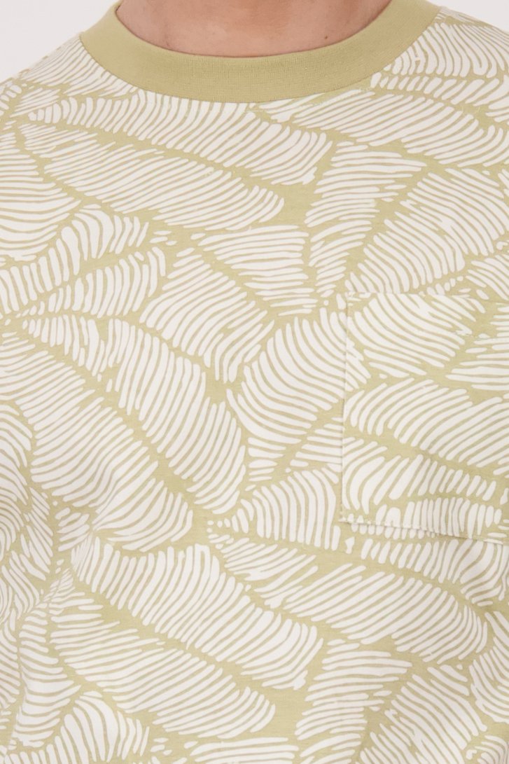 Beige T-shirt met witte print van Casual Five voor Heren
