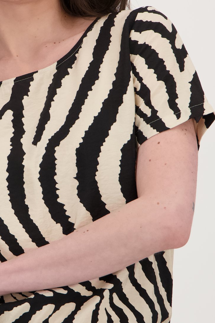 Beige T-shirt met zwart zebra motief van JDY voor Dames