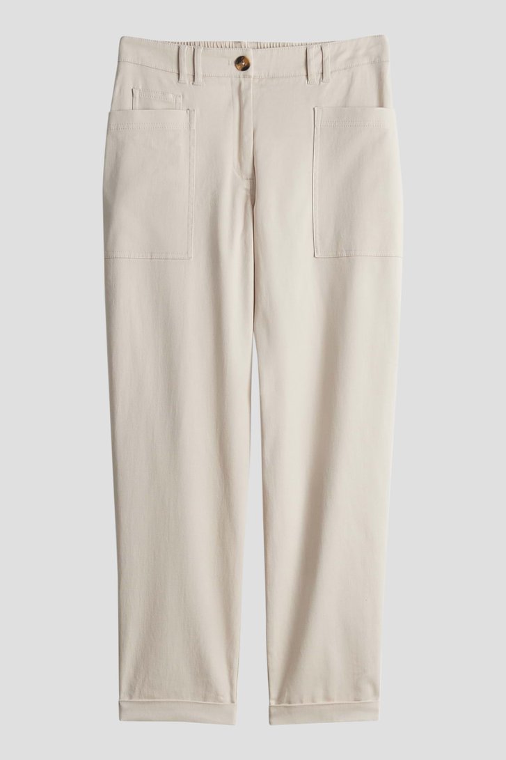 Beige tapered fit broek met elastische tailleband van Opus voor Dames