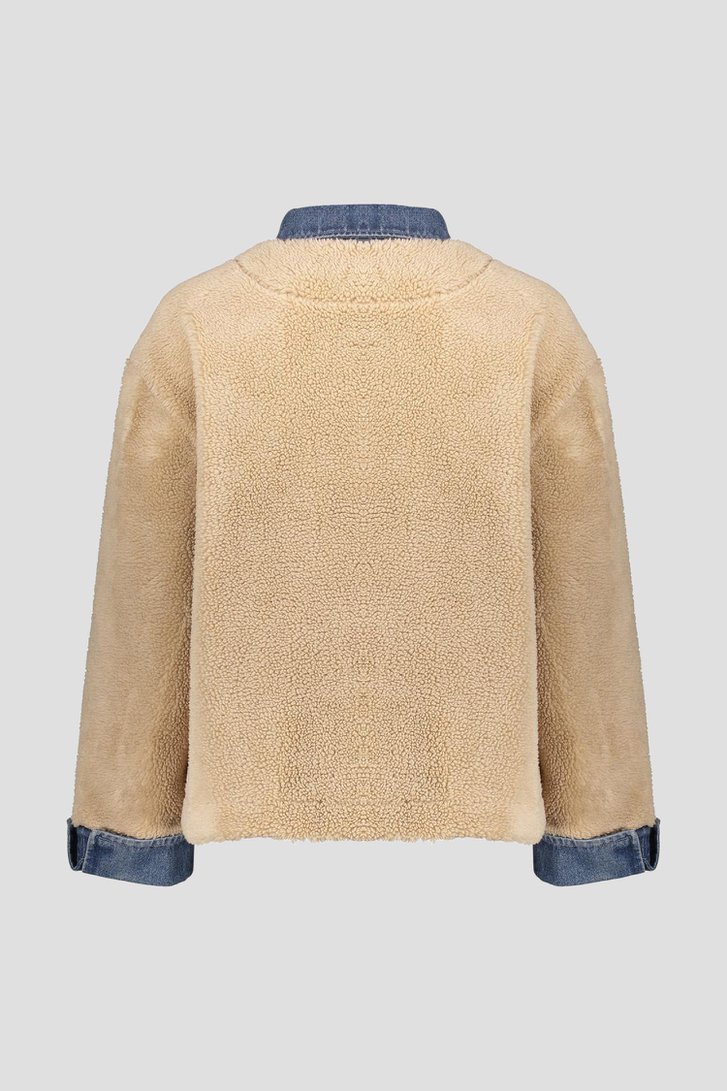 Productfoto 2 van Beige teddy jas met denim door Geisha voor Dames