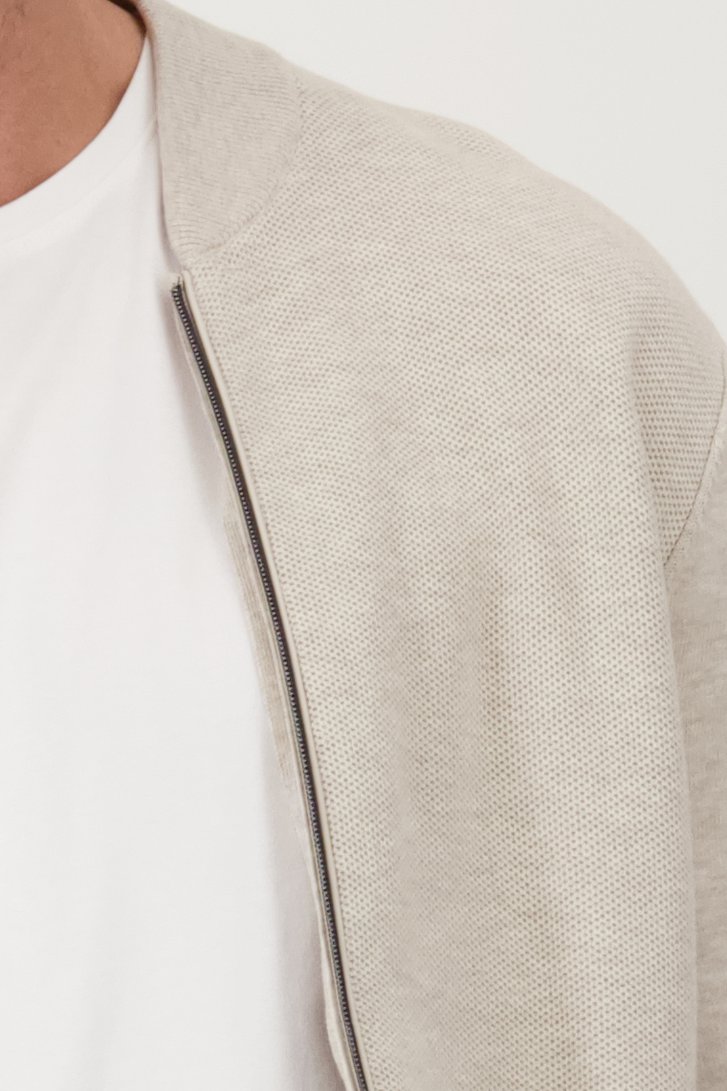 Beige tricot cardigan met rits van Dansaert Blue voor Heren