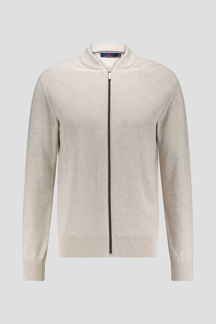Beige tricot cardigan met rits van Dansaert Blue voor Heren